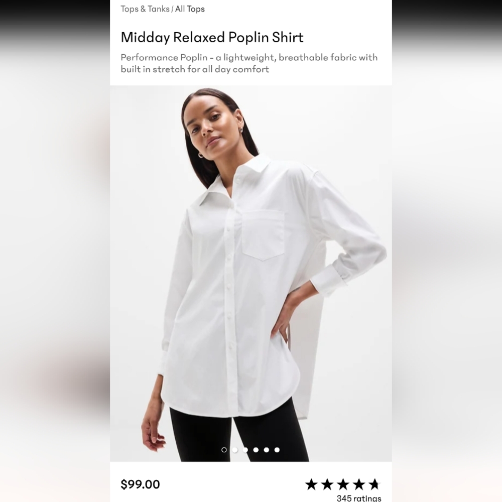 Athleta White Button Down Shirt